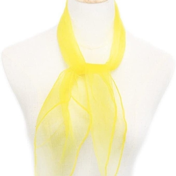 2pk 1950s Square Chiffon Scarf Sheer Square Neck Head Women yellow - Picture 4 of 4
